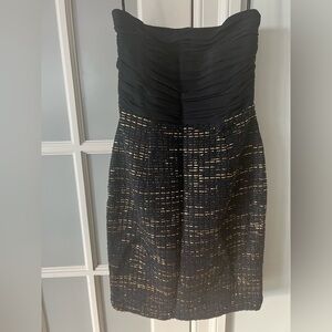 Alice + Olivia Navy and Gold Strapless Dress